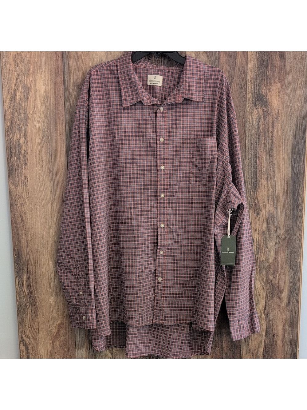 Mutual Weave Big & Tall Plaid Button-Down Dress Shirt 4XLT        806H